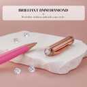MCNTEIK Luxury Gel Pen, Top Set With 8mm Brilliant Diamond,Vibrant Pink Pen Body,Attractive Rose Real Gold Finish, Black Refill,Elegant Gift Pen For Women, Executive, Fancy, Nice Pens