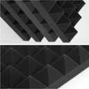 Acoustic Panels - 12 Pack 12x12x2 Inches Black Pyramid Acoustic Foam, Fire-Proofed Soundproof Wall Panels, 25kg/CBM Sound Proof Foam Panels Sound Panels for Recording Studio and Music Room