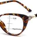 MARE AZZURO Progressive Multifocal Blue Light Blocking Reading Glasses Women Cateye Computer Readers (Brown, 150)