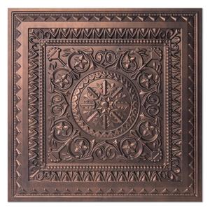 Art3d Drop Ceiling Tiles, Glue up Ceiling Tiles, 2'x2' Plastic Sheet in Antique Copper (12-Pack, 48 Sq.ft)