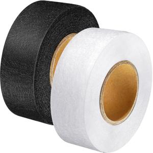 Outus 2 Rolls Hemming Tape Fabric Adhesive Hem Iron on No-Sew Hemming Tape for Pants Each 1/2 Inch (Black, White,27 Yards Each)