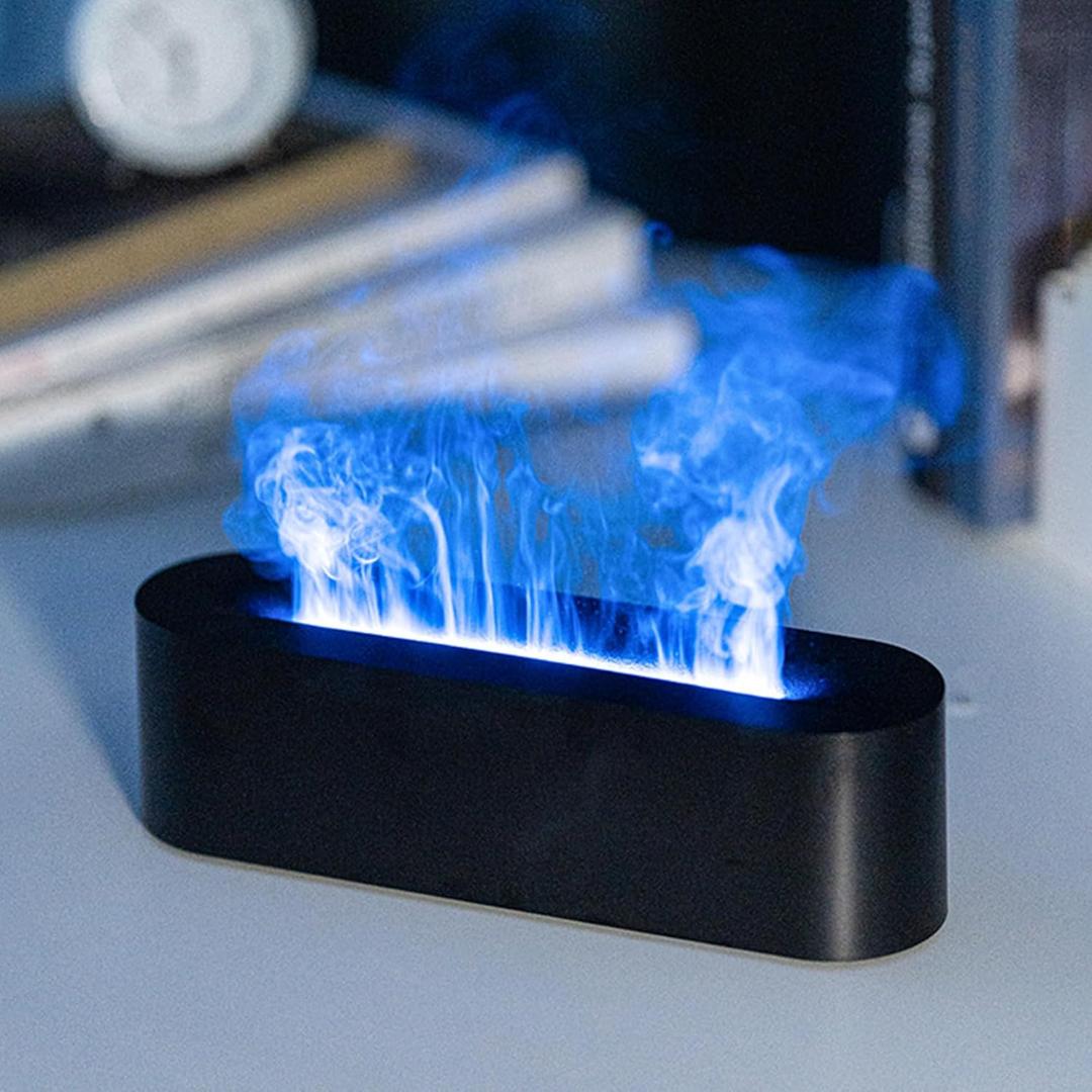 YALEDI Essential Oil Diffuser, Fireplace Flame Fire Oil Diffuser, 150ml Ultrasonic Cool Mist Aromatherapy Humidifier, Scent Aroma Diffuser with 7 Colors Light, Timer & Auto-Off for Home, Room (Black)