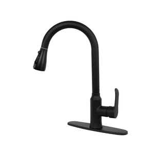 MAKEIN Matte Black Kitchen Faucet with Pull Down Sprayer, Single Handle Pull Out Sink Faucet 1 or 3 Holes, Stainless Steel High Arc Kitchen Faucet for RV Farmhouse Camper Laundry Bar