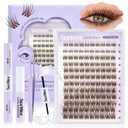 Brown Lash Clusters Kit 10-18mm D Curl Dark Brown Lash Clusters 120pcs DIY Wispy Cluster Eyelash Extensions Individual Natural Lashes False Eyelash Kit with Bond & Seal Remover Tweezers(S3 Lash Kit)
