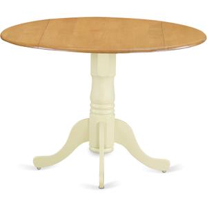 East West Furniture DLT-LBK-TP Dublin Kitchen Table - a Round Dining Table Top with Dropleaf & Pedestal Base, 42x42 Inch, Linen