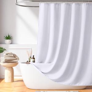 Madison Park Shower Curtain Waffle Weave, Vibrant Dyed, Waffle Shower Curtain 3M Scotchgard Moisture Management, Farmhouse Shower Curtains for Bathroom, Standard: 72x72 White (72"W x 72"L (Pack of 1), White Solid)