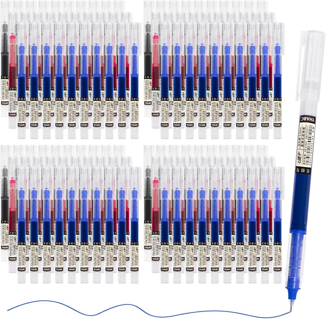 Beieverluck 120 Pieces Rolling Ball Pens 0.5 mm Japanese Pens Fine Point Pens Quick Dry Liquid Ink Pen Smooth Writing Pens for Office Student Back to School Supplies, 3 Color