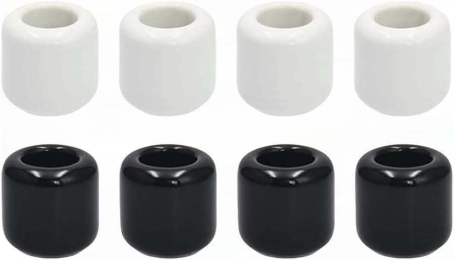 Ceramic Chime Candle Set - 0.7 Inch Diameter, Home Small Candle Holders for Casting Chimes, Rituals, Spells, Vigil, Wiccan Supplies & More (8 Pcs, Black, White)