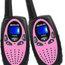 Retevis RT628 Walkie Talkies for Kids, Kids Toys for 6-12 Year Old Boy Girl, Long Range 2 Way Radio 22CH VOX,Toys Walkie Talkie for Birthday Gift, Outdoor Camping Family Trip(Black Pink 1 Pair)