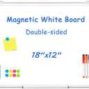 Double-Sided White Board Dry Erase Magnetic Whiteboard Wall 18x12 Silver