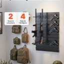 VEVORHeavy Duty Steel, Indoor Rifle Shotgun Rack with J-Hooks, Additional Tray Storage, Gun Accessories Display Storage Holder, Hold Up to 3 Rifles or Shotguns, for Tactical Gear