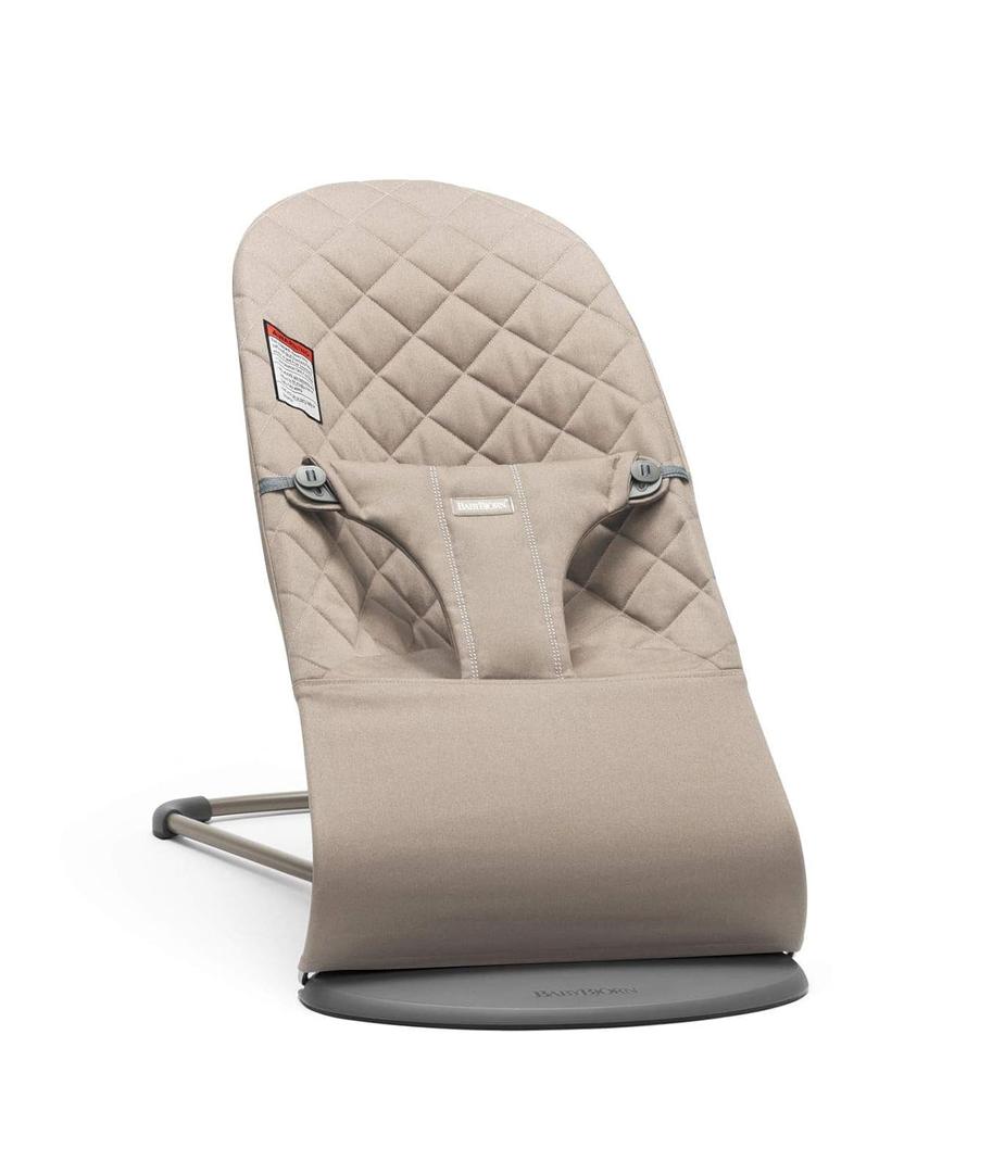 BabyBjrn Bouncer Bliss, Sand Gray, Woven, Classic Quilt | 2-in-1 Adjustable Baby Bouncer Seat and Toddler Chair, Newborn to Toddler (8-29 lbs), 4 Positions, Lightweight & Portable