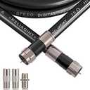 15ft, Black RG6 Coaxial Cable with F Connector, F81 RF Double Female Adapter, Low Loss High Speed Coax Cable Cord Extender for HD TV, Dish, Satellite, Antenna, TV Cable 15'