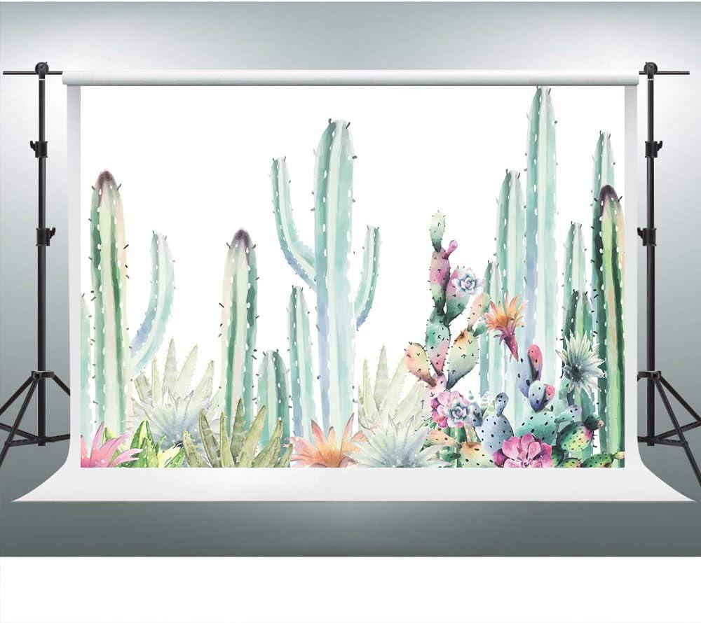 Cactus Floral Backdrop Watercolor Desert Plants Photography Background 7x5ft Fiesta Baby Shower Banner VVYF034