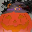 BlcTec Halloween Pumpkin Lights, 10 inch Lighted Big Jack-O-Lantern with Maple Leaves, Berries, Twigs, Witch's Hat, Battery-Operated Premium Wood Pumpkin with Timer for Halloween Decorations, Style C