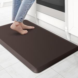 KitchenClouds Kitchen Mat Cushioned Anti Fatigue Rug 17.3"x28" Water Resistant Non Slip Standing Desk Mat Comfort Floor Mats for Kitchen House Sink Office (Chocolate)