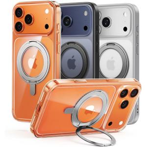 MAGIC JOHN 360 Rotatable Magnetic Invisible Stand for iPhone 17 Pro Max Case [Camera Control Button] [Compatible with MagSafe] 16FT Shockproof for iPhone 17 Pro Max Case with Kickstand, Clear