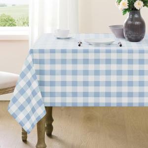Checkered Tablecloth Rectangle Gingham Table Cloths Waterproof Wrinkle Free Buffalo Plaid Table Covers Washable for Dining, Parties & Outdoor Picnic(Light Blue,60"84")