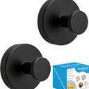 Suction Cup Hooks for Shower, Heavy Duty Towel Hooks for Walls No Damage, Suitable for Hanging Towels, Robes, Coats, Holds 15 lbs-2pack, Black