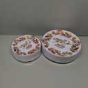 Rubtlamp 60 Thanksgiving Plastic Plates, Fall Disposable Plates, White Plastic Plates With Gold Red Wheat Ear Includes 30 Pcs 10.25” Red And White Dinner Plates, 30 Pcs 7.5” Dessert Plates for Autumn