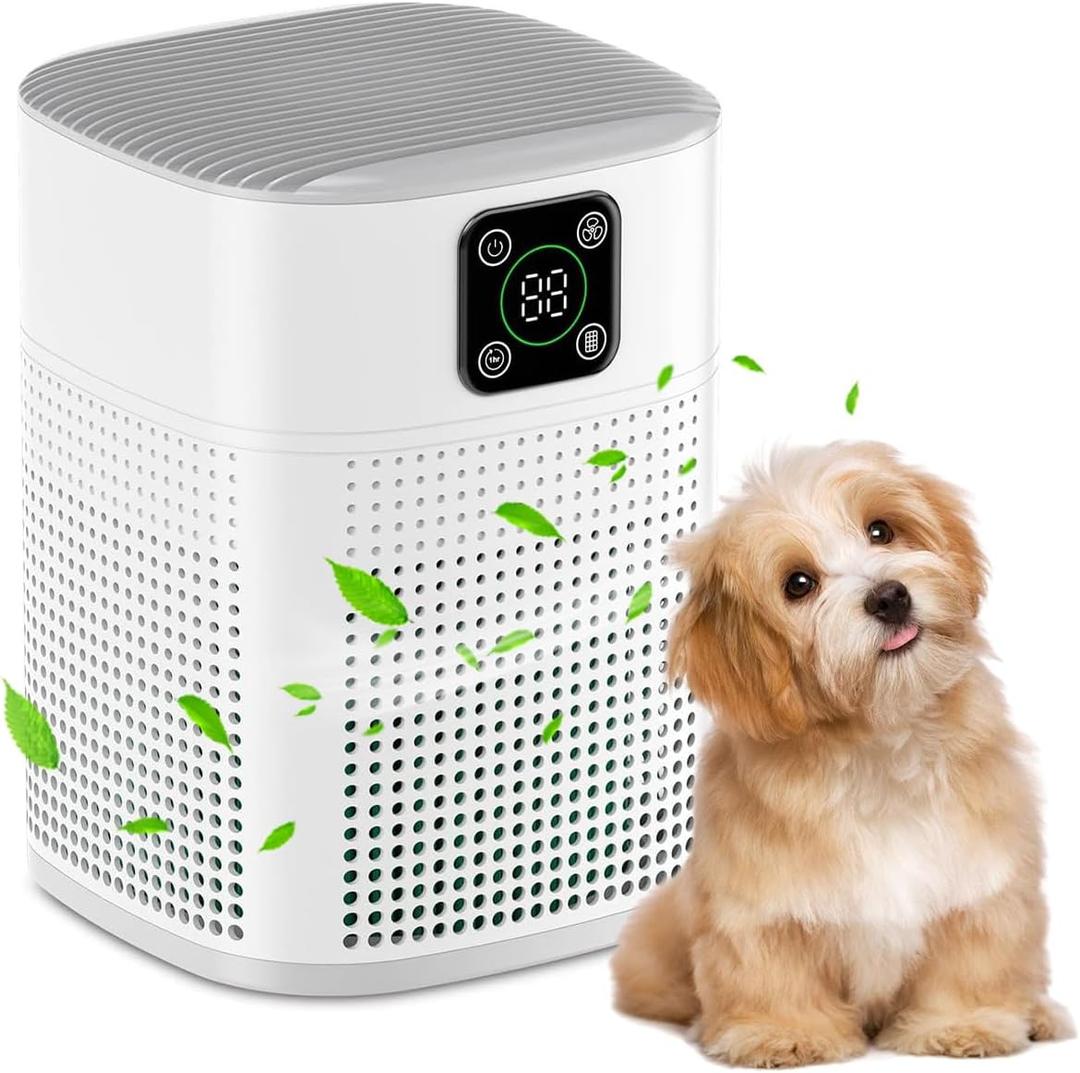 Air Purifiers for Bedroom, Honeyuan H13 HEPA Air Purifier for Home Large Room 600 sqft, Air purifiers with 360Air Intake, 3 Fan Speeds, 3-Stage Filtration, White