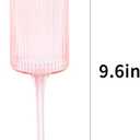 JLYLOL 12 Pcs Pink Plastic Champagne Flutes 6OZ Large Ribbed Champagne Glasses Toasting Glass Plastic Goblets for Parties Vintage Mimosa Bar Glasses Elegant Stemmed Drinking Cups for Wedding Bride