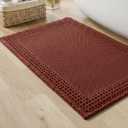 RESARE Waffle Bath Mat for Bathroom, Super Absorbent Bathroom Rugs Non Slip Machine Washable, Ultra Soft Quick Dry Boho Bath Rugs with Tassels for Floor, Upgraded Bordered Design, 18"x30" Wine Red (1'6" x 2'6" (Rectangular))