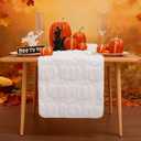 BINBE Table Runner Faux Fur Soft Plush Cute Fall Table Runner for Pumpkins Kitchen Dining Table Decoration Home Party Decor 13x72 Inch White