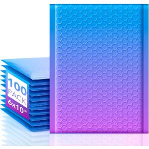 Fuxury Cute Design Bubble Mailers 6x10" 100 Pack Opaque Padded Envelopes Usable Size 6x9" Self Seal Pattern Shipping Envelopes for Mailing Jewelry Makeup Cards #0 Thick Bubble Padded Mailer BluePurple
