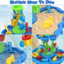 Kids Flower Water Sand Table for Toddlers - 2-Tier Outdoor Water Sand Play Table Toys for Boys Girls, Summer Splash Activity Sensory Table Party Birthday Gift for Kids 3-5 6-12(Blue)
