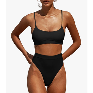 MELYUM High Waisted Bikini Sets for Women Two Piece Swimsuit Tummy Control Bathing Suit Cheeky Bottoms Push Up Top, M