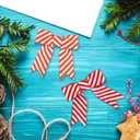 2 x 30 Pcs 3 Inches Mini Twist Tie Red Striped Printed Grosgrain Ribbon Bow Smal Bows for Applique Embellishment Crafts Sewing Scrapbook Baby Shower Wedding Christmas Girls Dress Hair