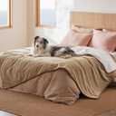 Bedsure Waterproof Blanket for Bed - Sherpa Fleece Waterproof Dog Blankets for Large Dogs, Pet Blankets for Bed/Couch/Dog Crate, Soft Plush Reversible Furniture Protector, Twin Size, 80"x60", Camel