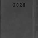 2026 Planner - Weekly and Monthly Planner, Jan 2026 - Dec 2026, Vegan Leather Cover, Elastic Closure, 7x9.25, Grey