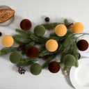 Christmas Ornaments Set of 12, 3.15" Flocked Velvet Balls with Hand Painted Designs, Elegant Christmas Tree Decorations in Gift Box (Brown&green)