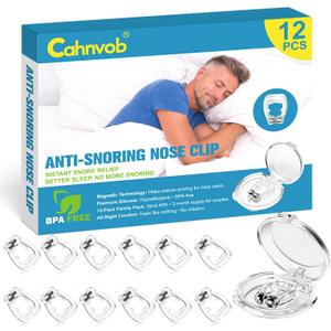 12 Pack Anti Snoring Nose Clip - Adjustable Magnet Snore Stopper, Effective Snoring Solution to Breathe Right, Comfortable Design for Quieter Sleep