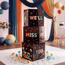 3pcs Retirement Party Decorations Boxes for Men Women, Colorful Vintage Retirement Farewell Decorations Going Away Party Supplies Good Luck We Will Miss You Cardboard Box Gifts