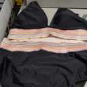 Blooming Jelly Women High Waisted Bikini Sets Tummy Control Swimsuits Color Block Two Piece Drawstring Bathing Suit (X-Large, Black)