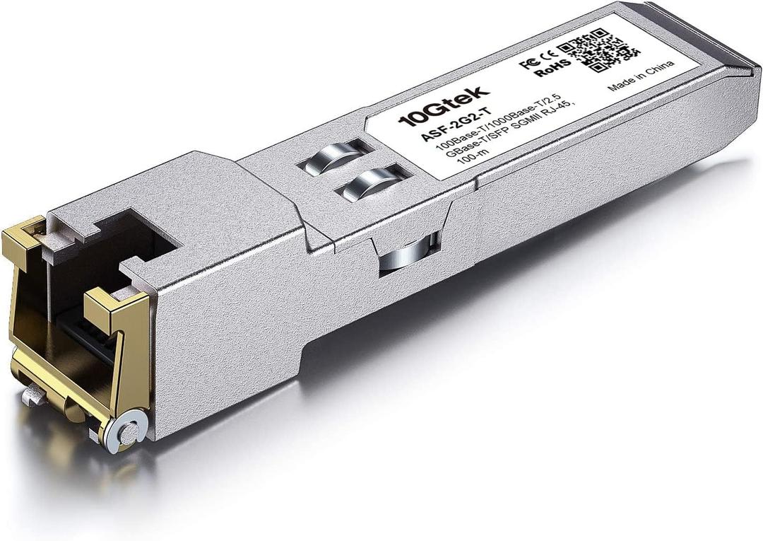 10Gtek 100Base-T/1000Base-T/2.5GBase-T/SFP SGMII RJ-45 Auto-Negotiation SFP Transceiver, Compatible with Fortinet, Netgear, TP-Link and Other Open Switches
