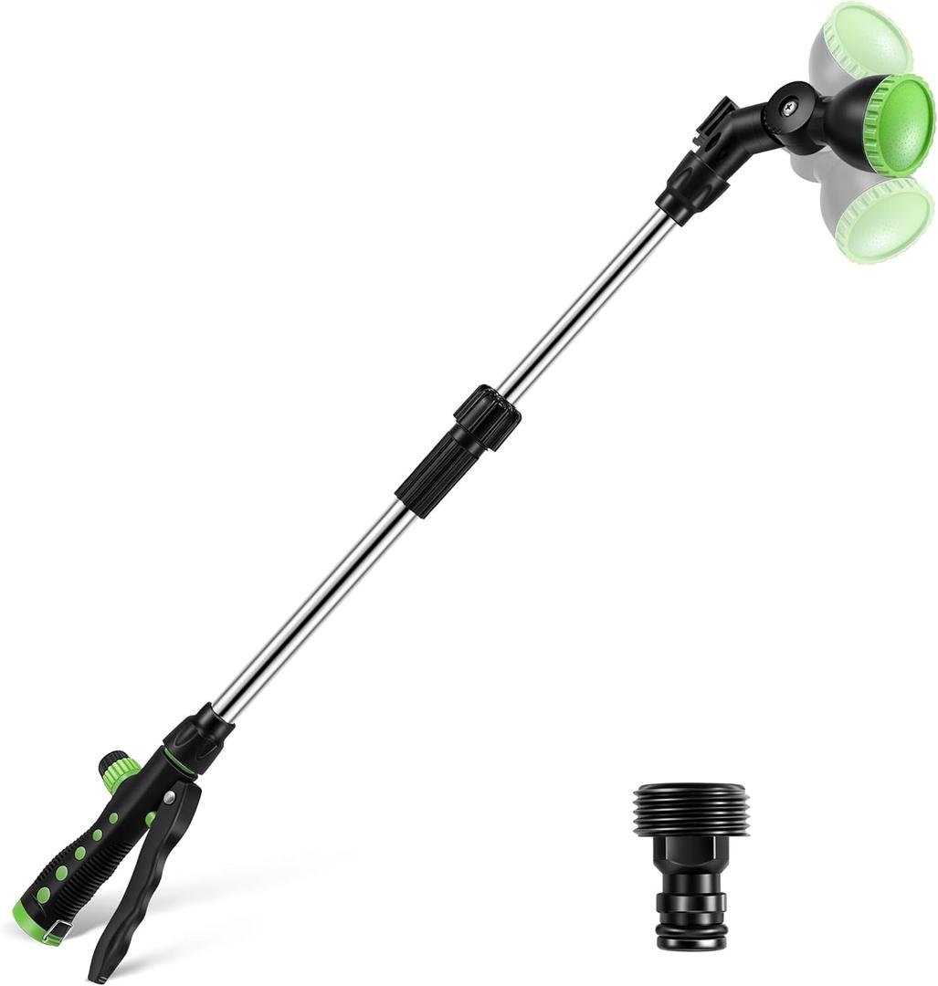 28"-42" Watering Wand, Long Telescopic Garden Hose Wand with Swivel Head, Flow Control Irrigation Garden Hose Sprayer for Hanging Baskets, Plants, Shrubs and Garden (Lever Control Style)
