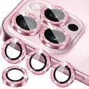YWLOPT Compatible for iPhone 12 Pro Max Camera Lens Protector, (3+1 Pack) - Bling Sparkling Glitter, Anti-Scratch Camera Cover with 9H Tempered Glass, Case Friendly, (Pink)