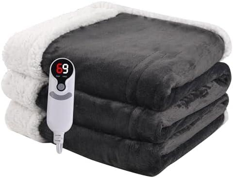 Minervada Heated Blanket Electric Blanket Full Size 72''x84'', Soft Flannel Heating Blanket with 1-10 Hour Auto Off - 9 Heat Settings - Machine Washable - Dark Grey