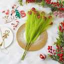 10 Pcs Christmas Tree Topper - 17" Christmas Tree Picks and Sprays Lime Green Curly Stems with Red Ball Artificial Xmas Decorations for Vase Fillers Wreath Home Party Holiday Docor