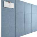 Large Cork Board Alternative - 47"x35" 12 Pack Felt Wall Tiles with Safe Removable Adhesive Tabs, Cork Wall Tiles Cork Board for Home Office Pin Board Tack Board 48 x 36 - Gray Blue (Flat-12 panels)