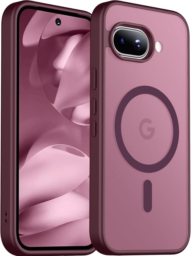 SPIDERCASE Magnetic for Google Pixel 9A Case, Military Grade Drop Protection Slim Translucent Matte Shockproof Anti-Fingerprint Phone Case for Pixel 9A, Wine Red