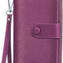 Wristlet Wallets for Women RFID Blocking, Large Capacity Long Wallet Women Leather Credit Card Holder (Yy-Purple)