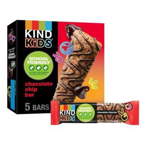 2 x KIND Kids Granola Bars, Chocolate Chip, Gluten Free, Low Sodium, Peanut and Tree Nut Free Snacks, 5g Protein, 5 Count