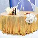 Gold Sequin Round Tablecloth 120'' - Dazzling Decorations for Weddings, Parties, Baby & Bridal Showers