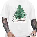 Merry Christmas Shirt for Men Christmas Tree Xmas Short Sleeve Top Mens (White, XXL)