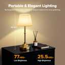2 Pack Cordless Table Lamp, Rechargeable Desk Lamp with Fabric Shade, Battery Operated Lamp 3 Color Stepless Dimming, Small Touch Bedside Lamp Home Decor for Dining, Counter (Brushed Gold)